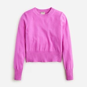 J. Crew Cashmere shrunken crewneck sweater in pressed dahlia color (bright pink)